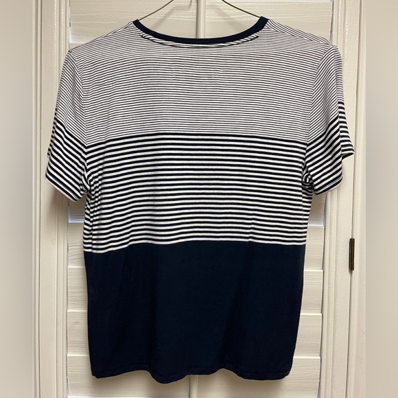 Abercrombie Navy and White Striped Color Block Tee - Size S - Picture 2 of 4
